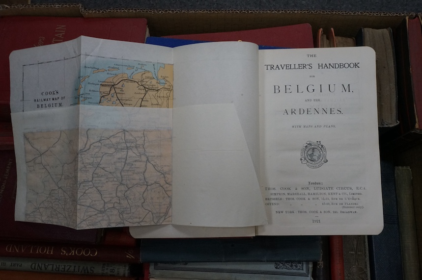 European Guides - including some 14 Baedekers (mostly earlier 20th cent.); other Paris & Continental guides (dates as above); mostly original cloth bindings; together with a few Paris plans (43)